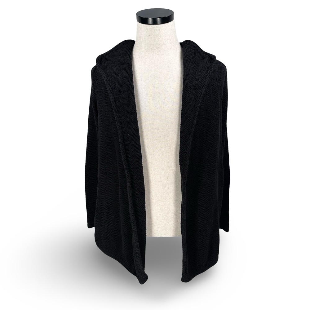 James Perse Black Textured Knit Open Front Cardigan Jacket‎ Women Size 1